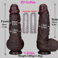 11.8in Thick Realistic Veins Huge Soft Dildo Double-layer Silicone Cock