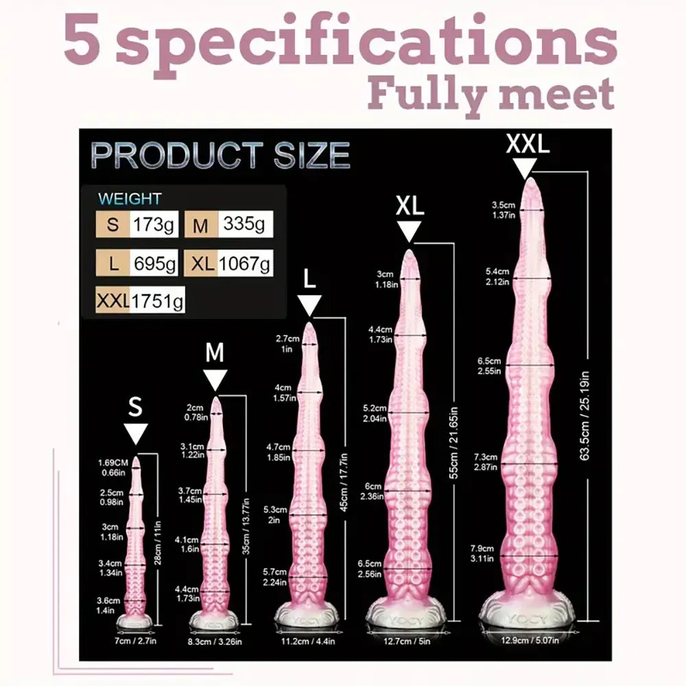 11in - 25.19in Extra Long Big Octopus Tentacle Hands Free Dildo