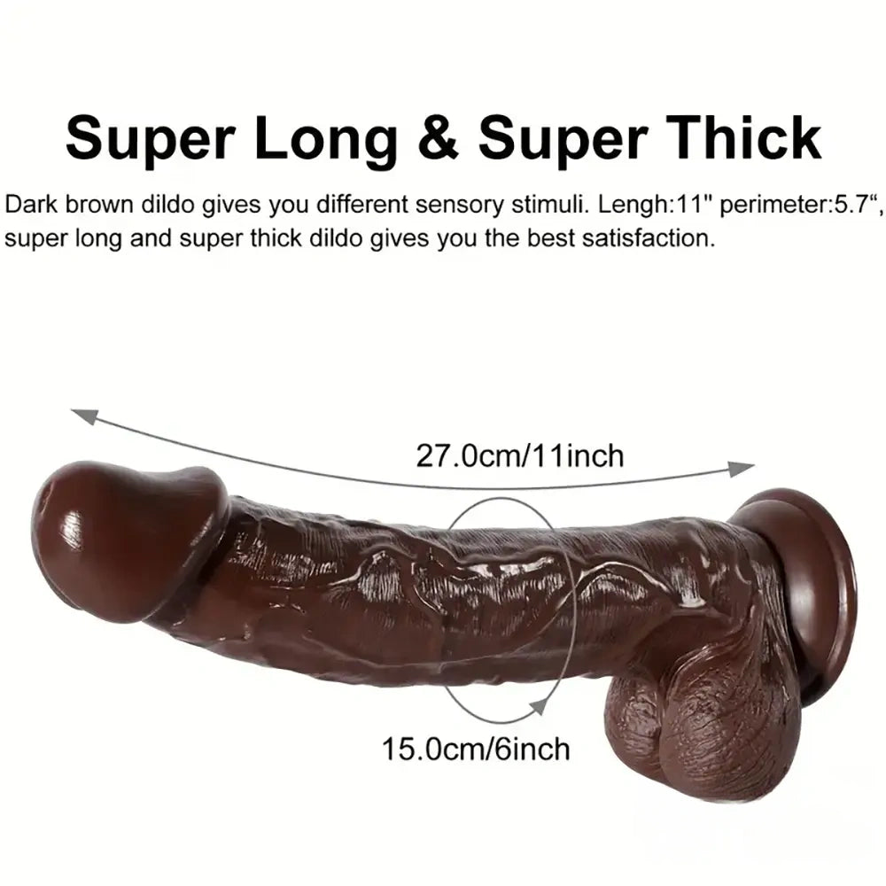 11in Big Ebony PVC Cock Dildo Adult Sex Toy For Women Men Sex