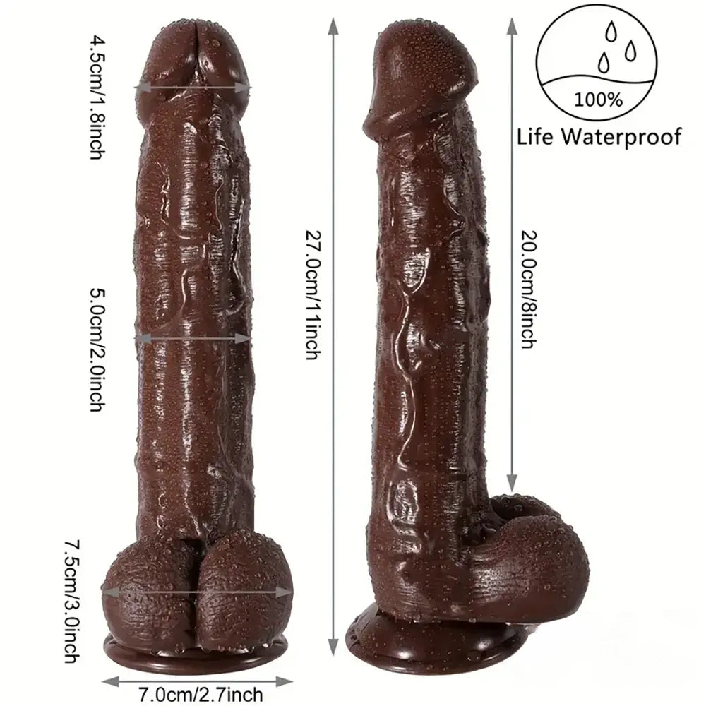 11in Big Ebony PVC Cock Dildo Adult Sex Toy For Women Men Sex