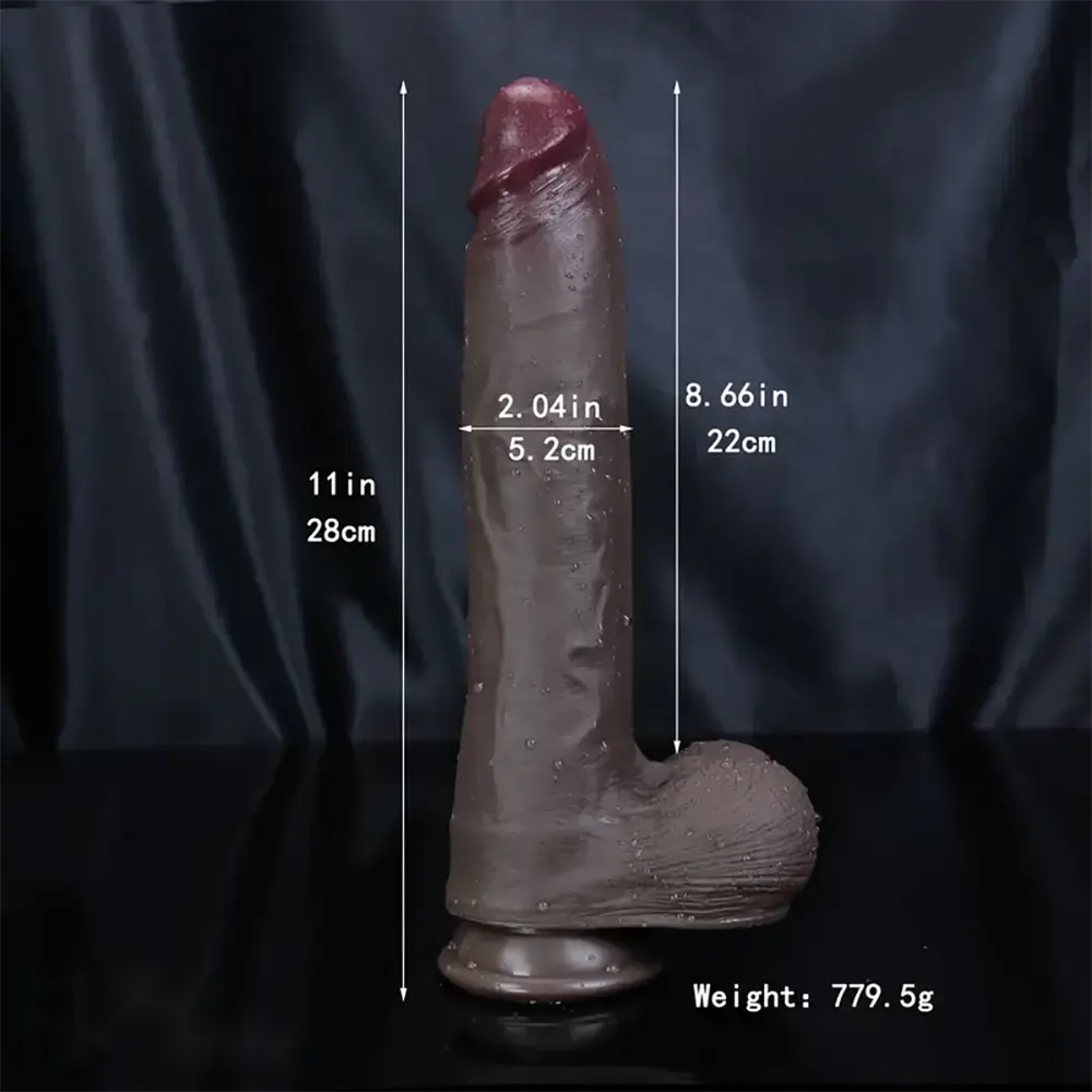 11in Ebony Silicone Dildo Female Soft Real Adult Couple Flirting Toy