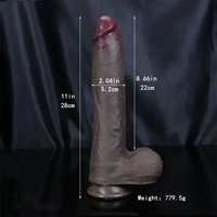 11in Ebony Silicone Dildo Female Soft Real Adult Couple Flirting Toy