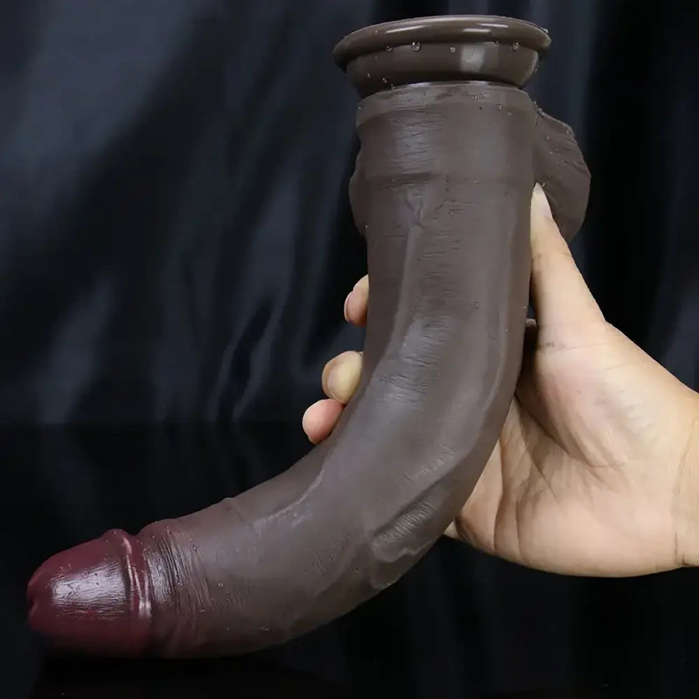 11in Ebony Silicone Dildo Female Soft Real Adult Couple Flirting Toy