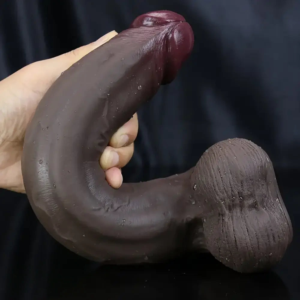 11in Ebony Silicone Dildo Female Soft Real Adult Couple Flirting Toy