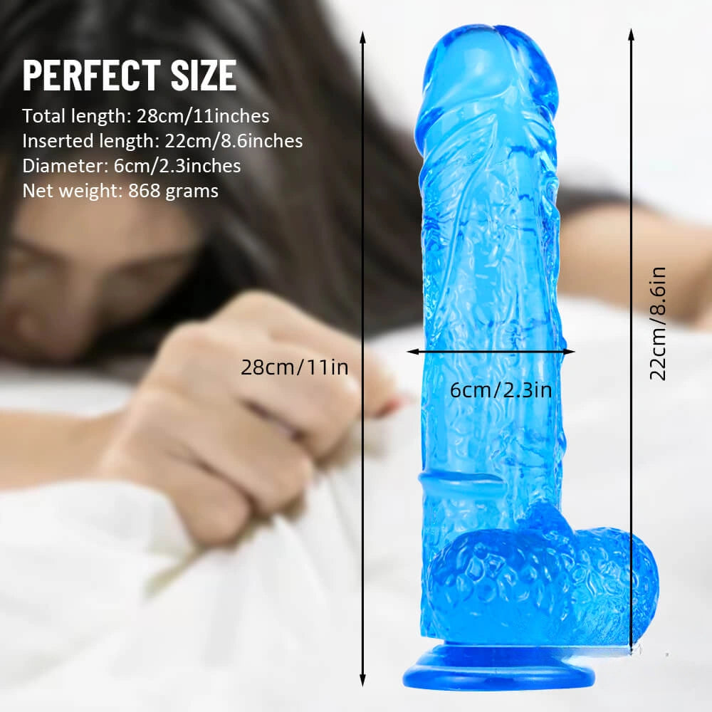 11in Premium Big Blue Dildo Thick Penis For Women Orgasm Sex