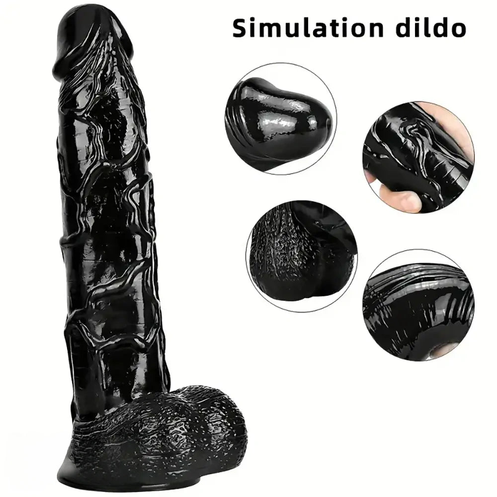 11in Thick Black Giant Solid Color Dildo Hand Wash Only For Adult Toy