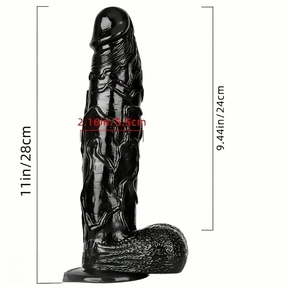11in Thick Black Giant Solid Color Dildo Hand Wash Only For Adult Toy