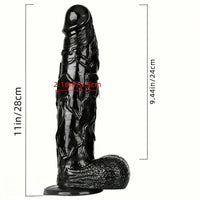 11in Thick Black Giant Solid Color Dildo Hand Wash Only For Adult Toy