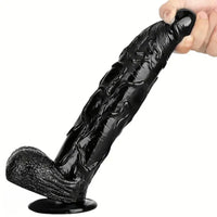 11in Thick Black Giant Solid Color Dildo Hand Wash Only For Adult Toy