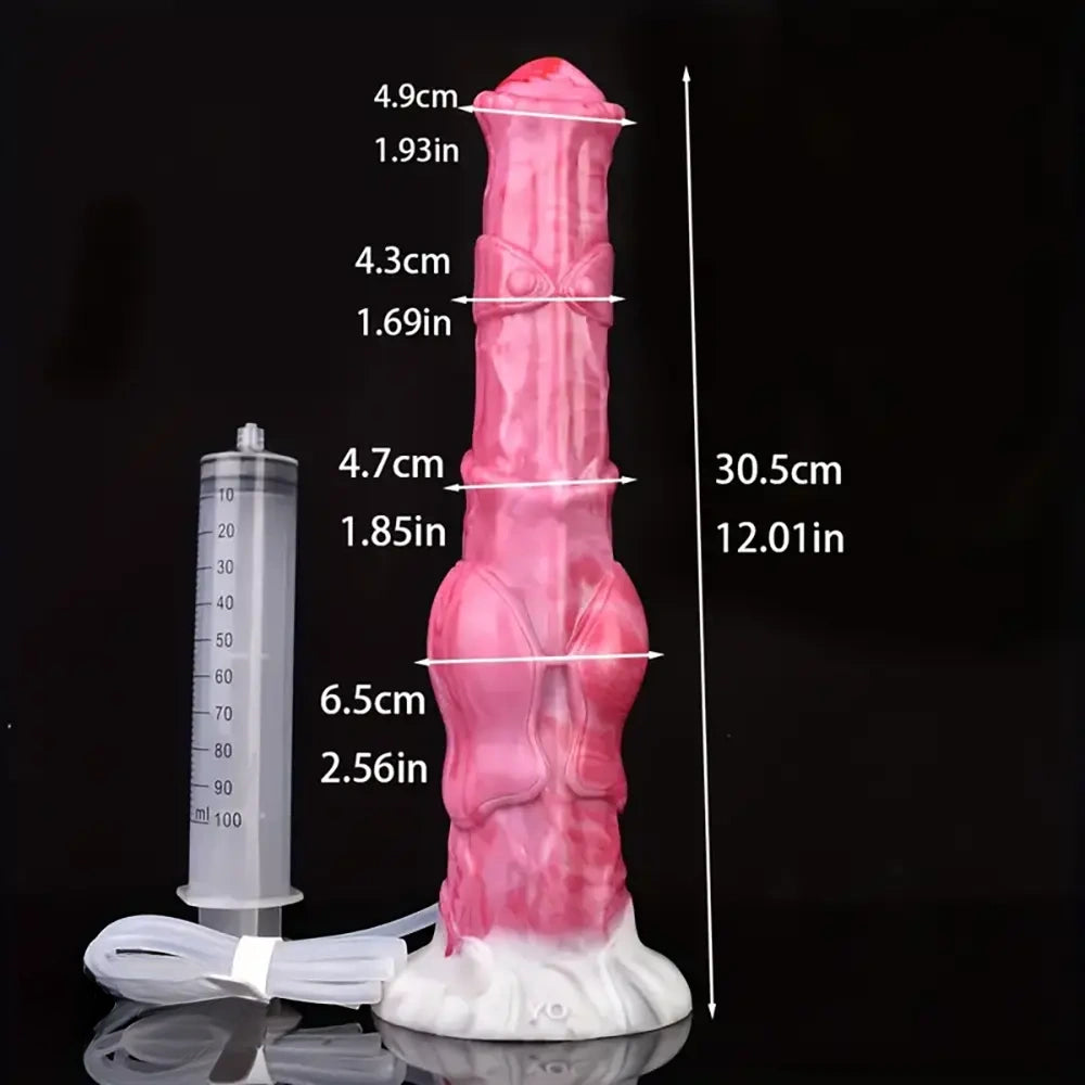 12.01in Silicone Anal Probe Horse Squirting Dildo With Water Jet
