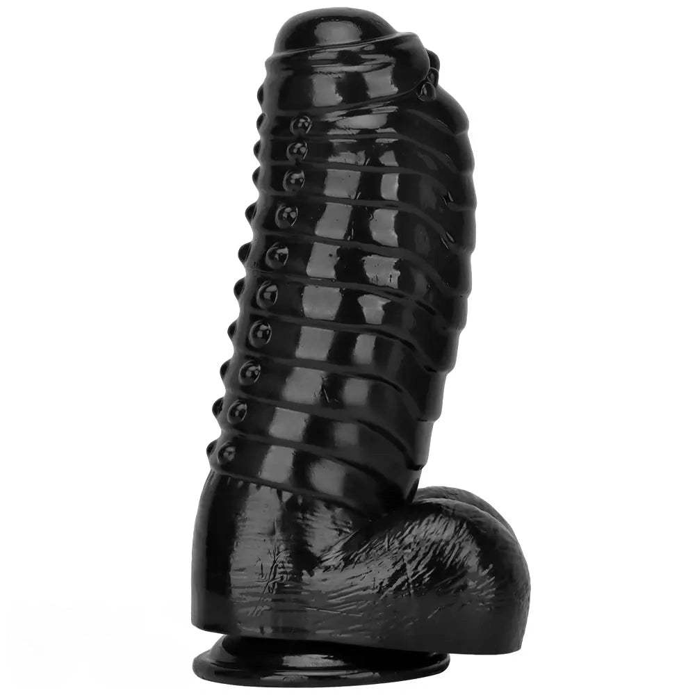 12.2in 13.38in Black PVC Large Thick Giant Caterpillar Anal Dilation Dildo