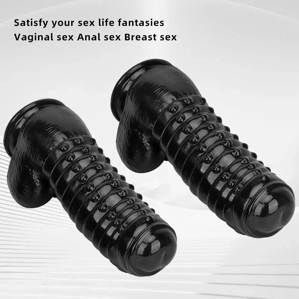 12.2in 13.38in Black PVC Large Thick Giant Caterpillar Anal Dilation Dildo
