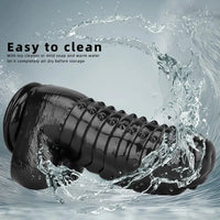 12.2in 13.38in Black PVC Large Thick Giant Caterpillar Anal Dilation Dildo