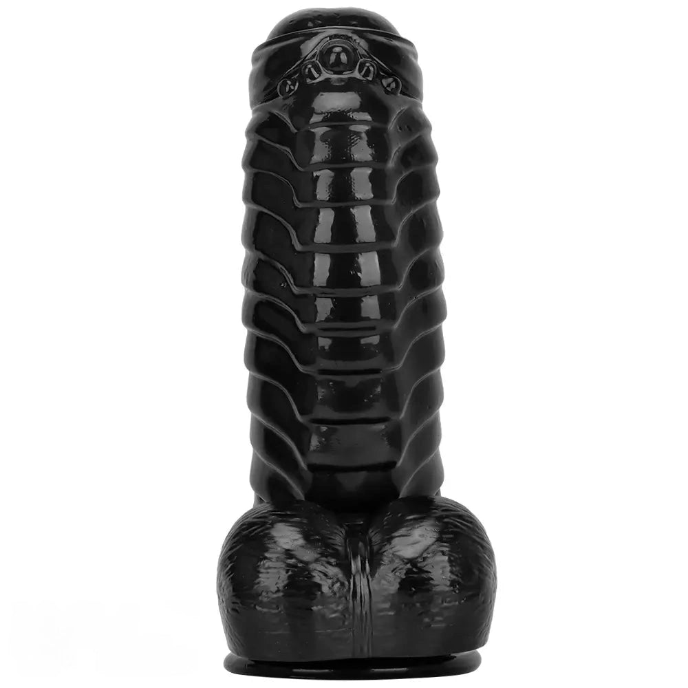 12.2in 13.38in Black PVC Large Thick Giant Caterpillar Anal Dilation Dildo