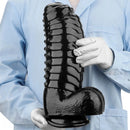 12.2in 13.38in Black PVC Large Thick Giant Caterpillar Anal Dilation Dildo