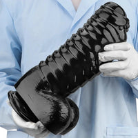 12.2in 13.38in Black PVC Large Thick Giant Caterpillar Anal Dilation Dildo