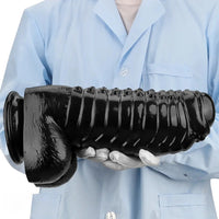 12.2in 13.38in Black PVC Large Thick Giant Caterpillar Anal Dilation Dildo