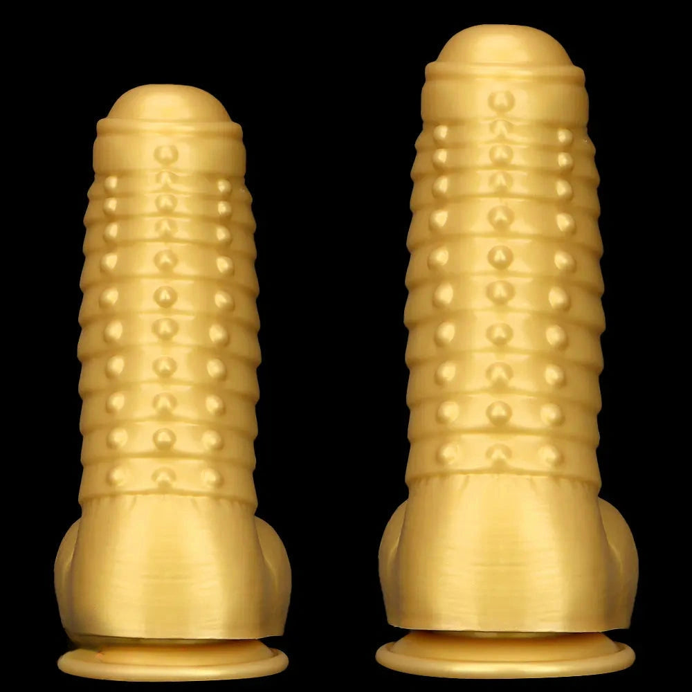 12.2in 13.38in Golden Liquid Silicone Giant Caterpillar Anal Thick Dildo