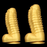12.2in 13.38in Golden Liquid Silicone Giant Caterpillar Anal Thick Dildo