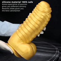 12.2in 13.38in Golden Liquid Silicone Giant Caterpillar Anal Thick Dildo