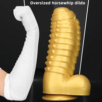 12.2in 13.38in Golden Liquid Silicone Giant Caterpillar Anal Thick Dildo