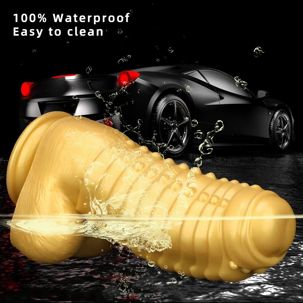 12.2in 13.38in Golden Liquid Silicone Giant Caterpillar Anal Thick Dildo