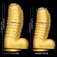 12.2in 13.38in Golden Liquid Silicone Giant Caterpillar Anal Thick Dildo