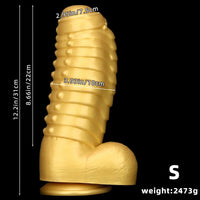 12.2in 13.38in Golden Liquid Silicone Giant Caterpillar Anal Thick Dildo