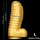 12.2in 13.38in Golden Liquid Silicone Giant Caterpillar Anal Thick Dildo