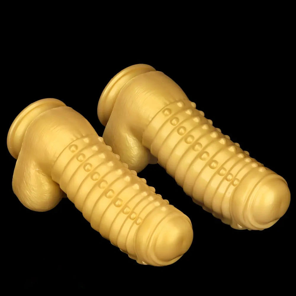 12.2in 13.38in Golden Liquid Silicone Giant Caterpillar Anal Thick Dildo