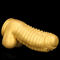 12.2in 13.38in Golden Liquid Silicone Giant Caterpillar Anal Thick Dildo