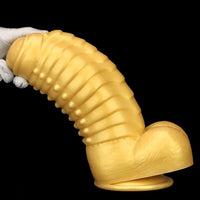 12.2in 13.38in Golden Liquid Silicone Giant Caterpillar Anal Thick Dildo