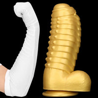 12.2in 13.38in Golden Liquid Silicone Giant Caterpillar Anal Thick Dildo