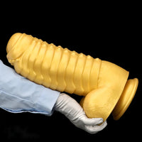 12.2in 13.38in Golden Liquid Silicone Giant Caterpillar Anal Thick Dildo
