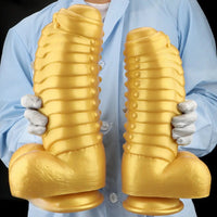 12.2in 13.38in Golden Liquid Silicone Giant Caterpillar Anal Thick Dildo