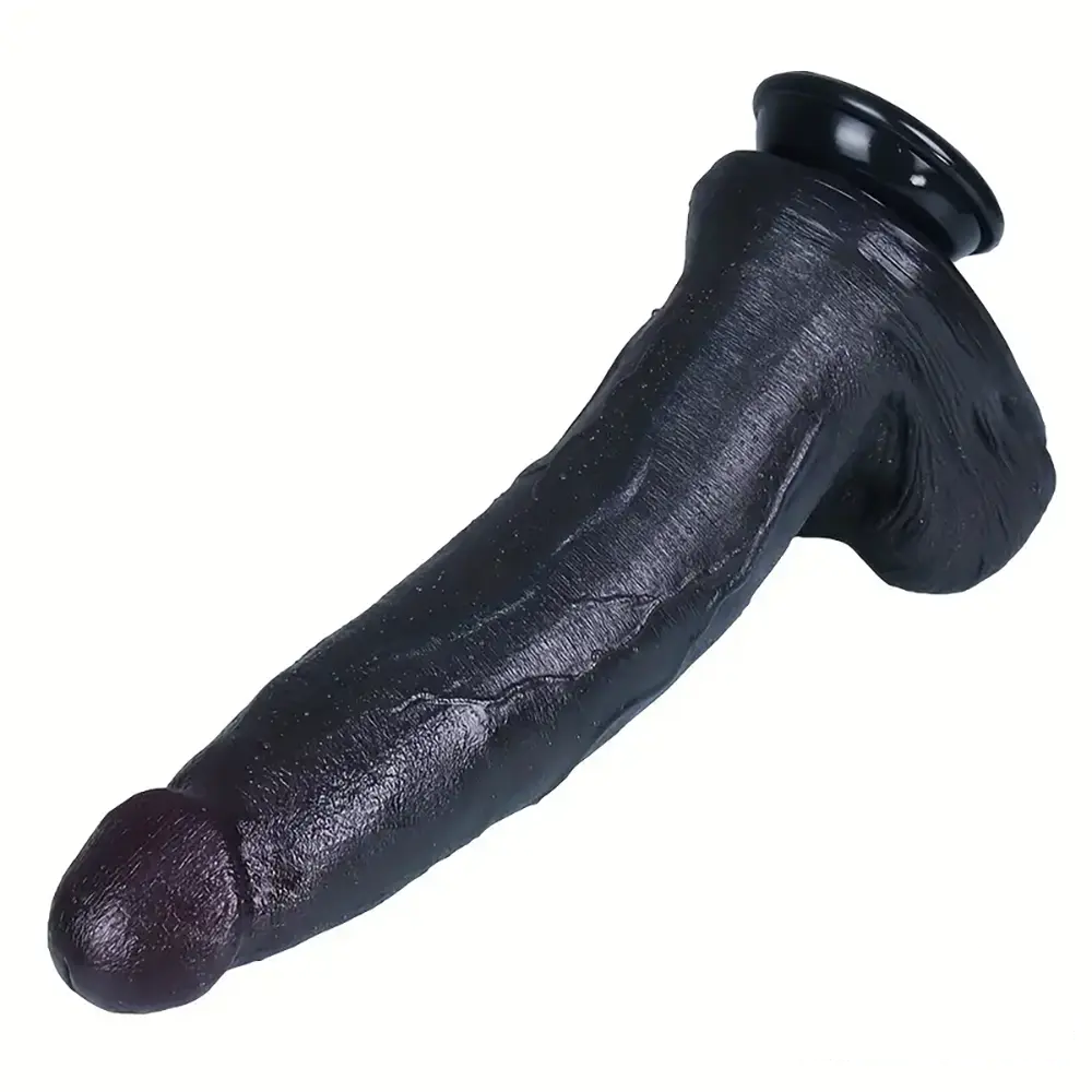 12.2in 13.4in Real Looking Silicone Big Long Flexible Ebony Sex Dildo