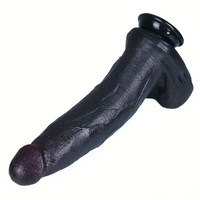 12.2in 13.4in Real Looking Silicone Big Long Flexible Ebony Sex Dildo