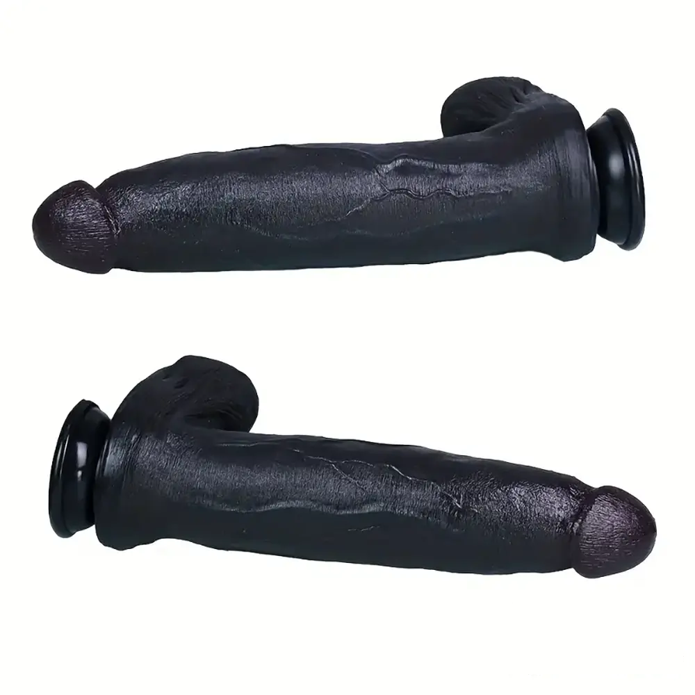 12.2in 13.4in Real Looking Silicone Big Long Flexible Ebony Sex Dildo