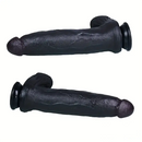 12.2in 13.4in Real Looking Silicone Big Long Flexible Ebony Sex Dildo