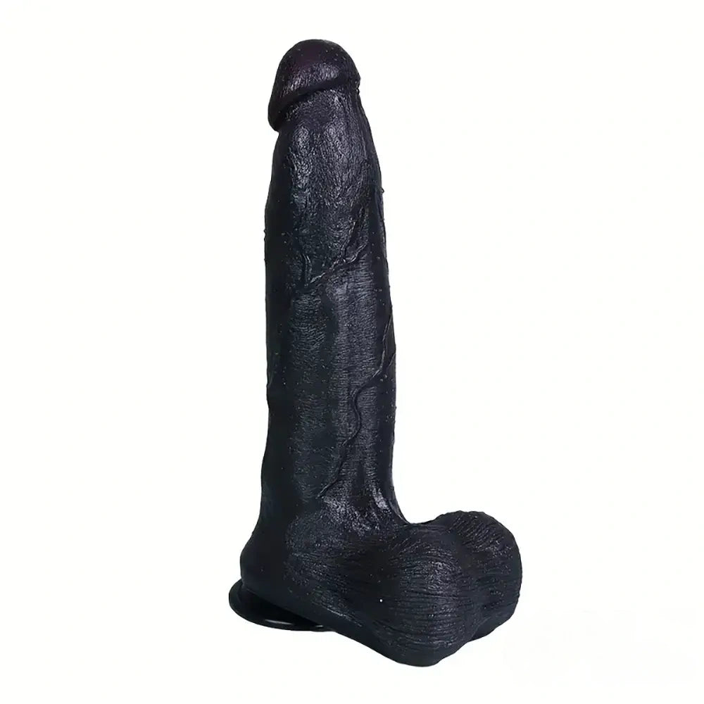 12.2in 13.4in Real Looking Silicone Big Long Flexible Ebony Sex Dildo
