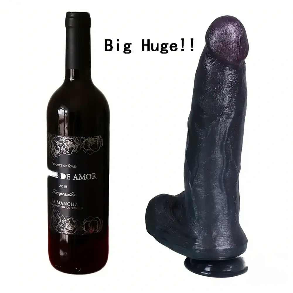 12.2in 13.4in Real Looking Silicone Big Long Flexible Ebony Sex Dildo