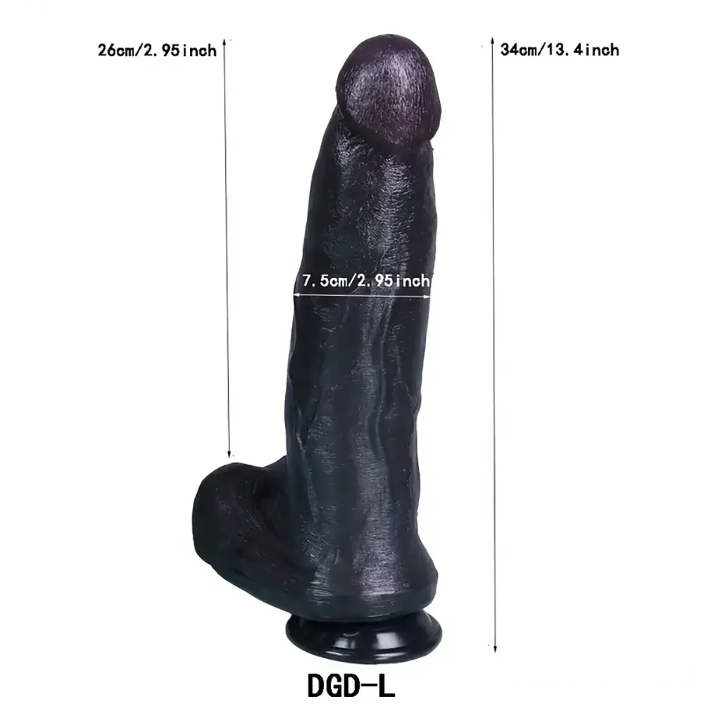 12.2in 13.4in Real Looking Silicone Big Long Flexible Ebony Sex Dildo