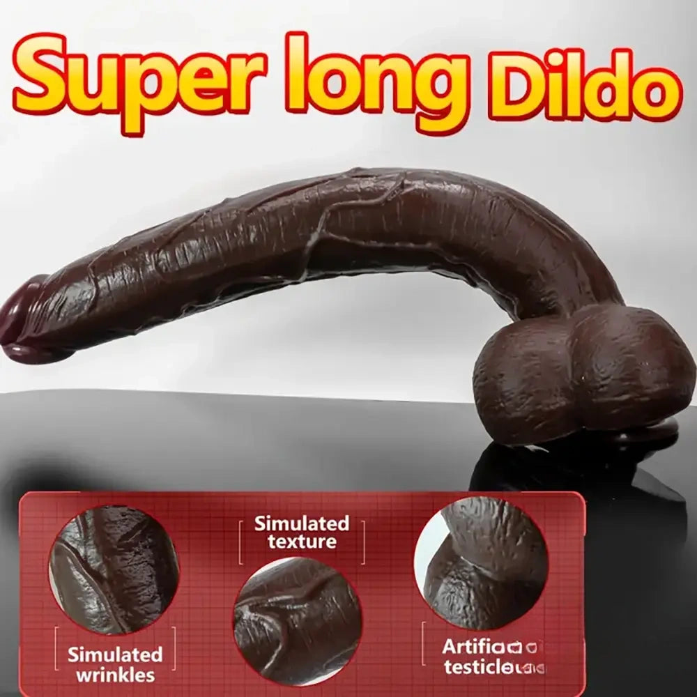 12.2in 14.1in 16.5in Extra Long Big Ebony Silicone Dildo For Women