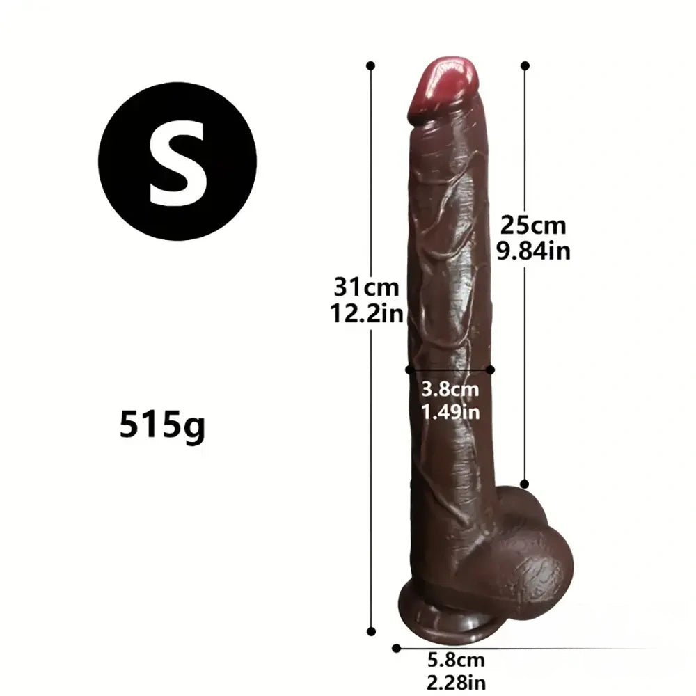 12.2in 14.1in 16.5in Extra Long Big Ebony Silicone Dildo For Women