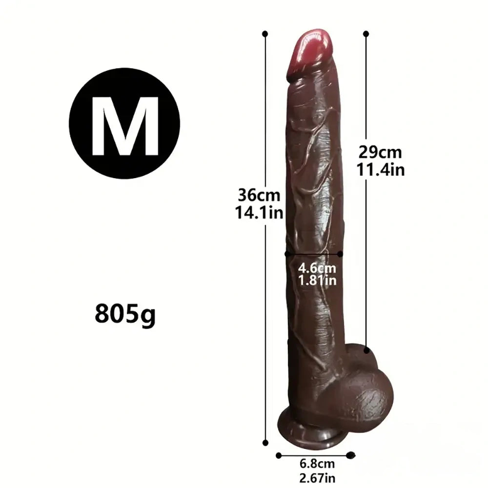 12.2in 14.1in 16.5in Extra Long Big Ebony Silicone Dildo For Women