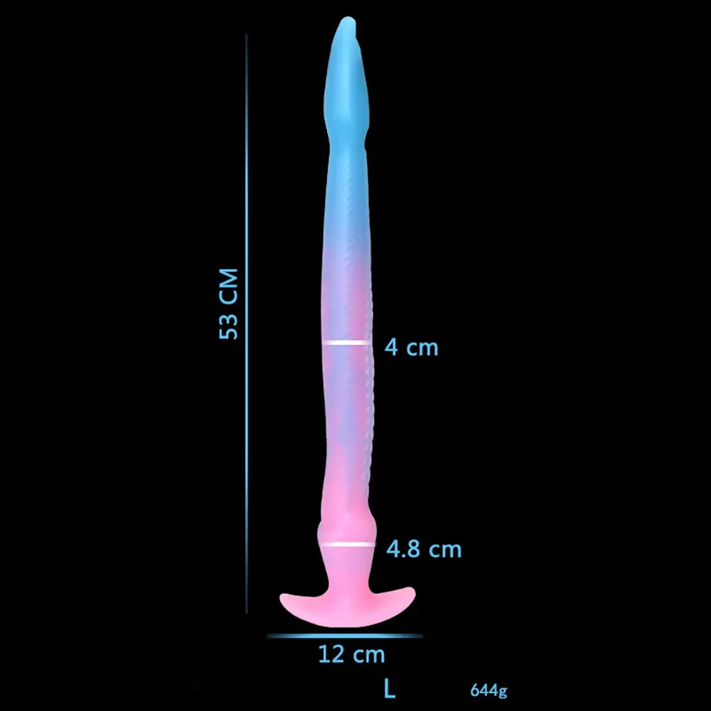 12.2in 15.94in 20.87in Snake Long Huge Animal Luminous Dildo For Anus