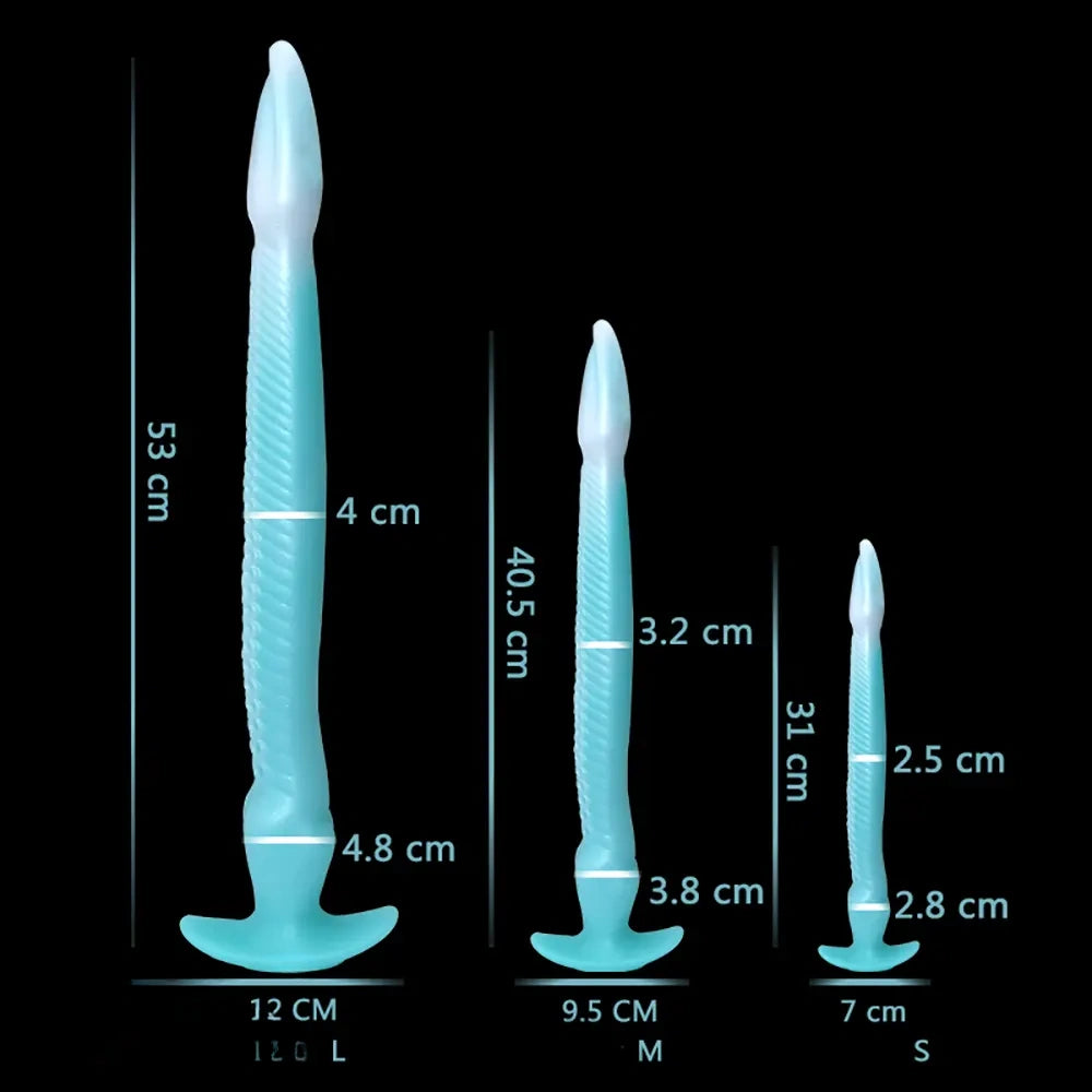 12.2in 15.94in 20.87in Snake Long Huge Animal Luminous Dildo For Anus