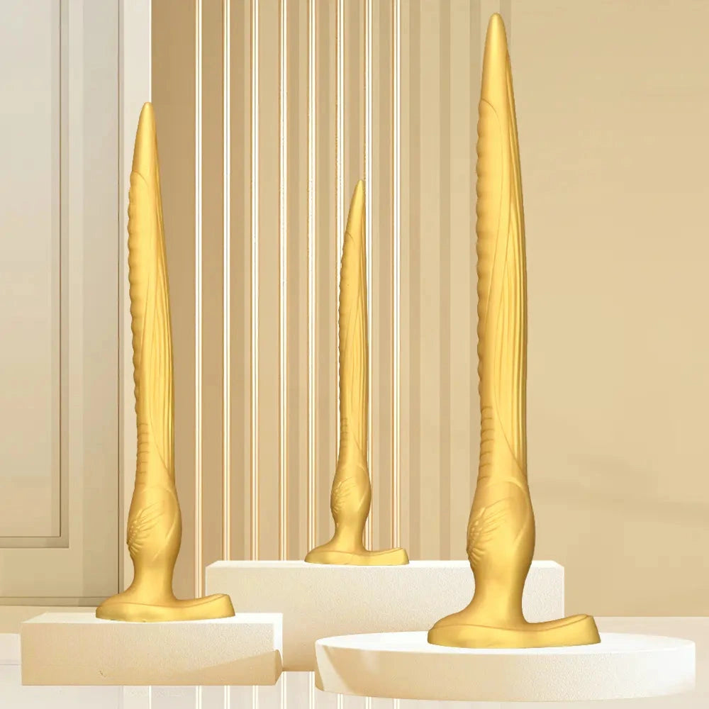 12.2in 16.14in 20.07in Gold Silicone Super Long Anal Dilator Dildo Huge Cock