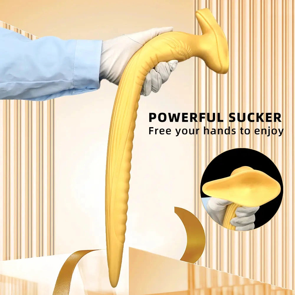 12.2in 16.14in 20.07in Gold Silicone Super Long Anal Dilator Dildo Huge Cock