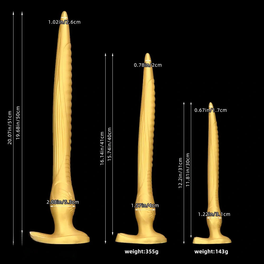 12.2in 16.14in 20.07in Gold Silicone Super Long Anal Dilator Dildo Huge Cock